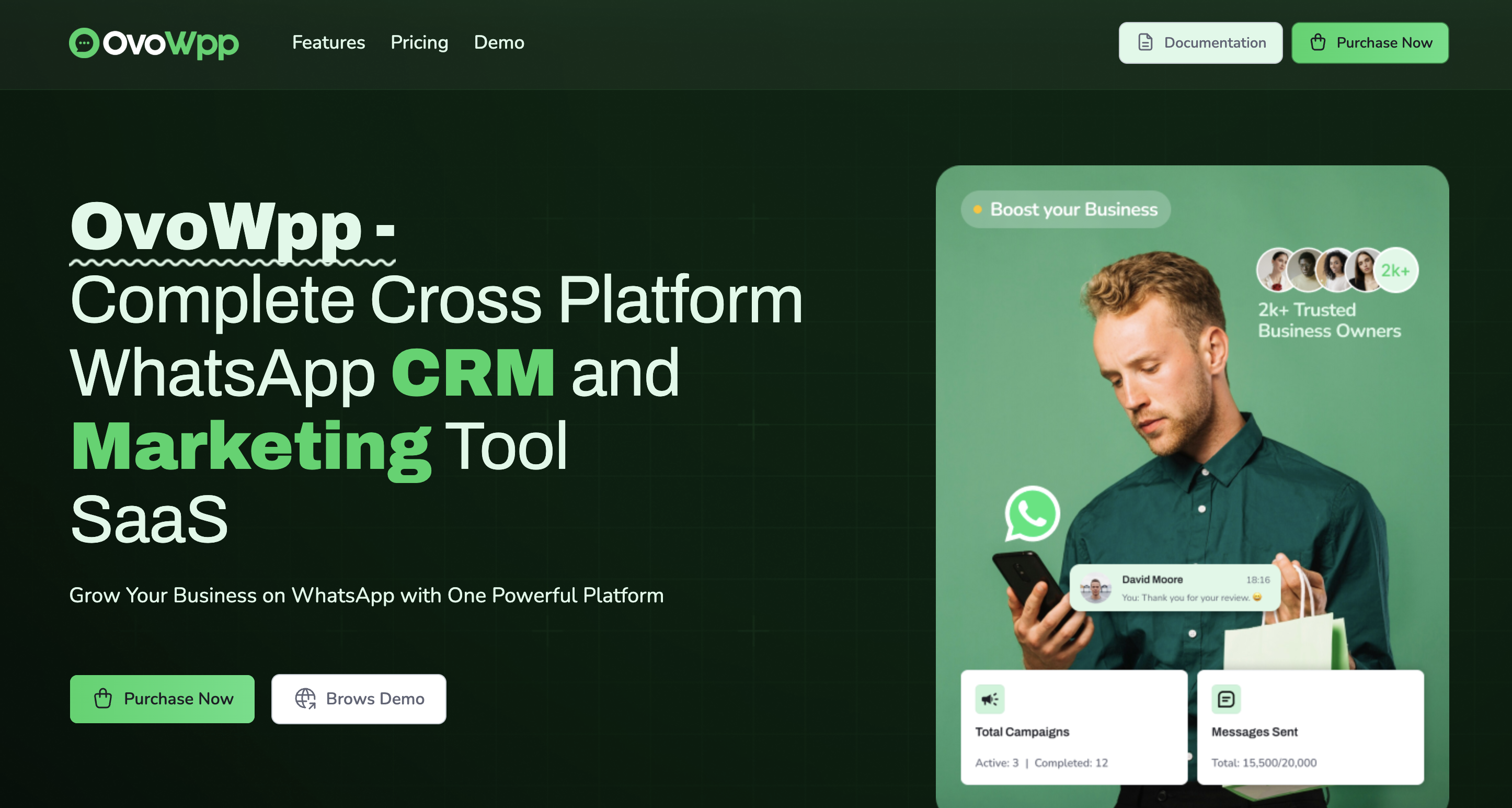 OvoWpp app dashboard preview