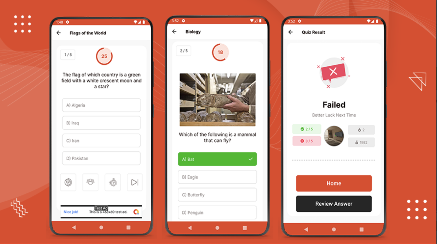 QuizLab screenshot 3 - question answering and quiz result screens